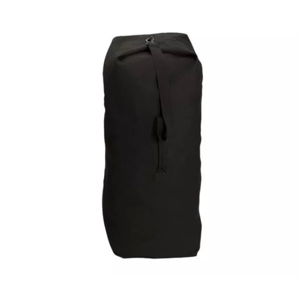 BLACK Top Load Canvas Shoulder Military Duffle Bag